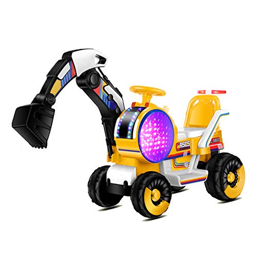 FXQIN Kinderbagger elektronisches Spielzeug für draußen, Sitzbagger mit Licht und Sound für Kleinkinder 3-5 Jahre alt, Aufsitzbagger elektrischer Sandbagger mit Schaufeln